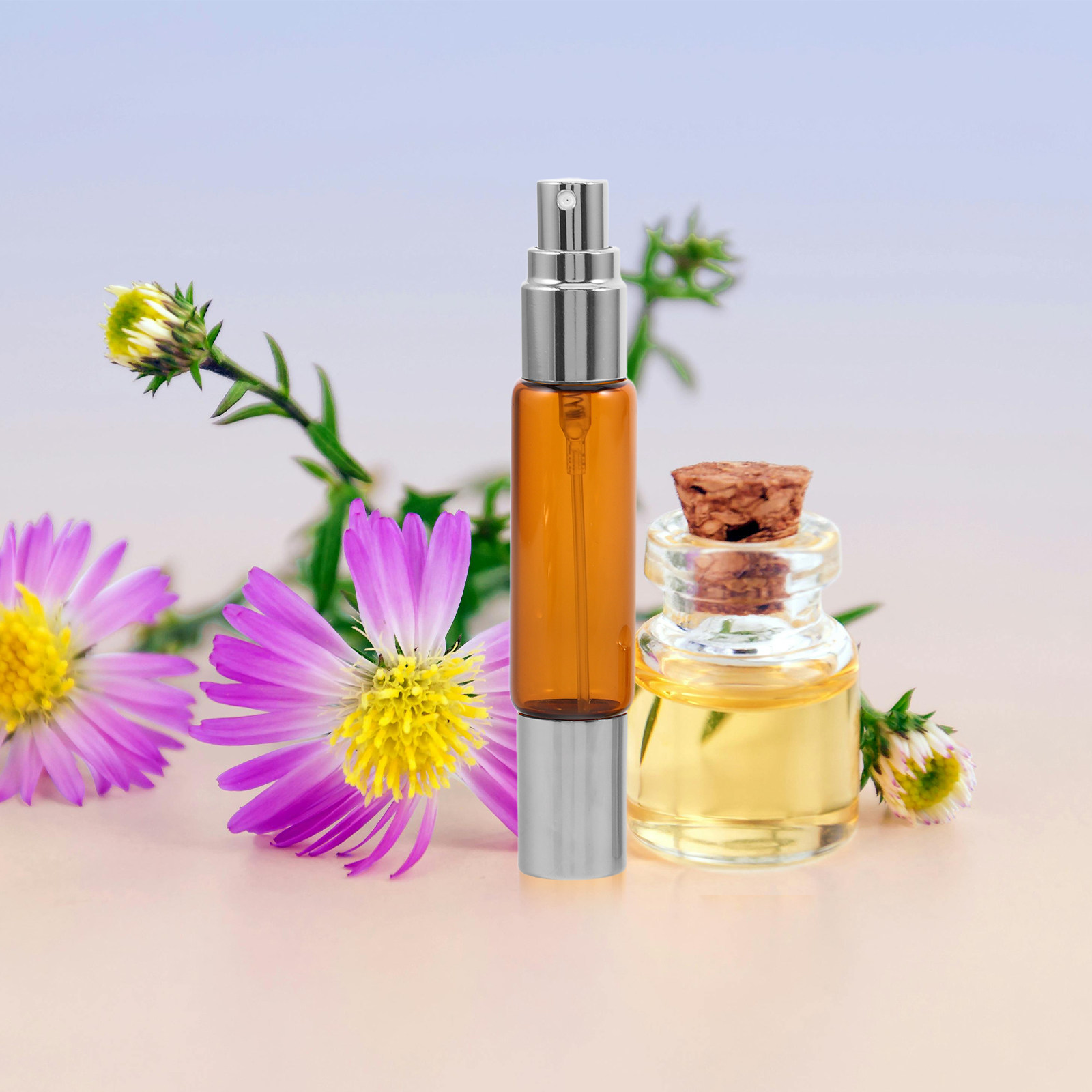 Perfume Refill Bottle - 8개입 앰버 유리 롤러 병 세트